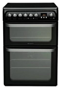 Hotpoint HUE61KS Double Electric Cooker - Black.